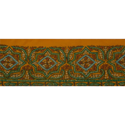Sanskriti Vintage 1 Yd Sari Border Antique Hand Embroidered Suzni Orange Lace