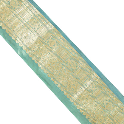 Sanskriti Vintage 1 YD Sari Border Woven Brocade Trim Sewing Craft Blue 4W Lace