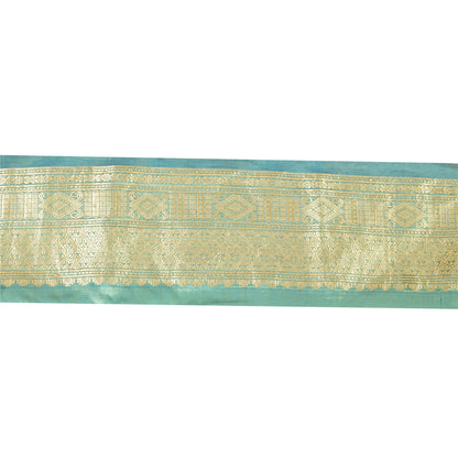 Sanskriti Vintage 1 YD Sari Border Woven Brocade Trim Sewing Craft Blue 4W Lace
