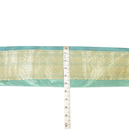 Sanskriti Vintage 1 YD Sari Border Woven Brocade Trim Sewing Craft Blue 4W Lace