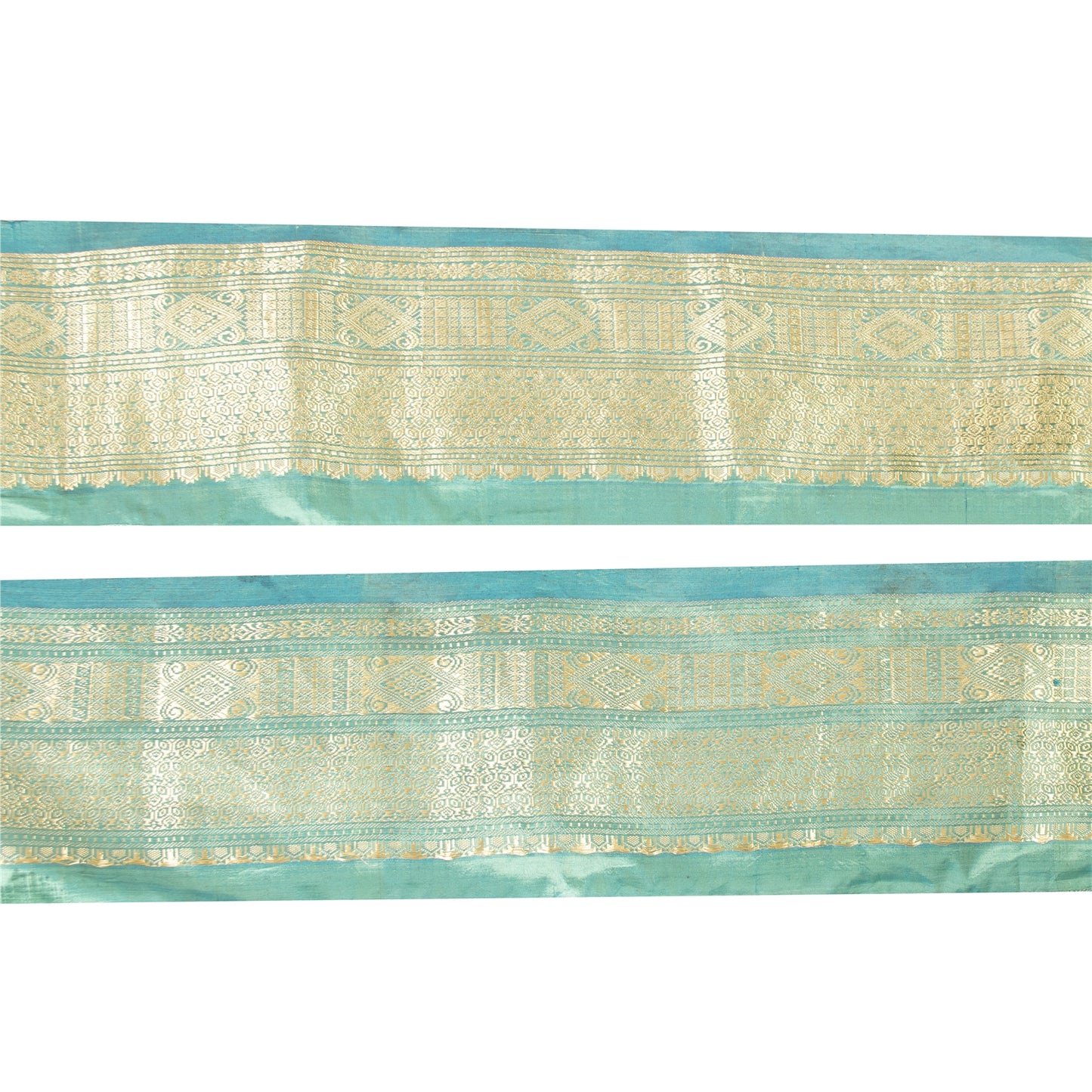 Sanskriti Vintage 1 YD Sari Border Woven Brocade Trim Sewing Craft Blue 4W Lace