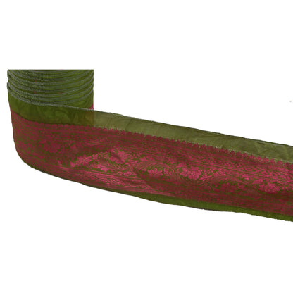 Sanskriti Vintage 1 Yd Sari Border Indian Woven Trim Sewing Green Craft Lace