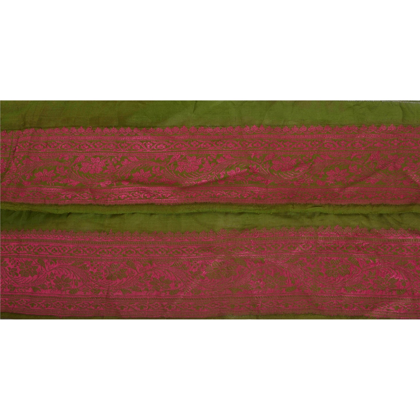 Sanskriti Vintage 1 Yd Sari Border Indian Woven Trim Sewing Green Craft Lace