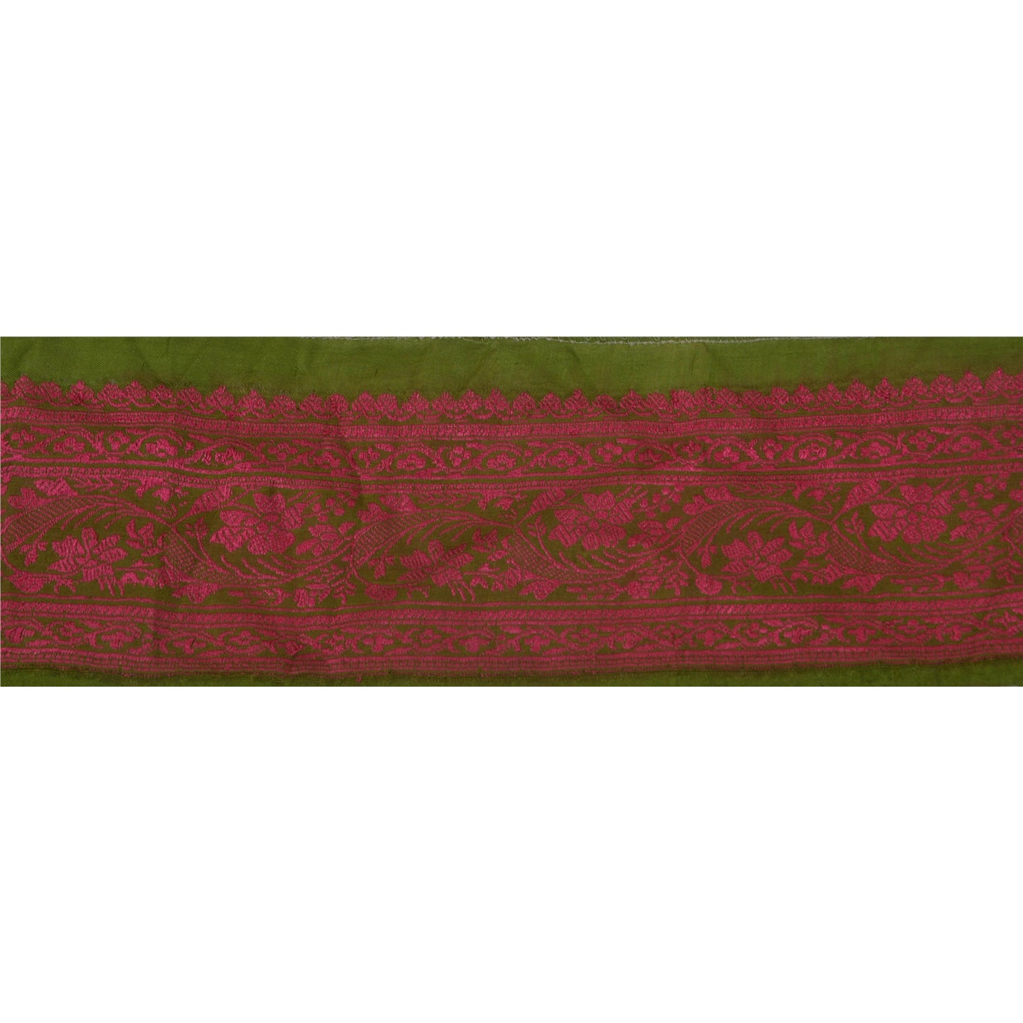 Sanskriti Vintage 1 Yd Sari Border Indian Woven Trim Sewing Green Craft Lace