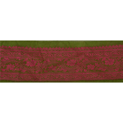 Sanskriti Vintage 1 Yd Sari Border Indian Woven Trim Sewing Green Craft Lace