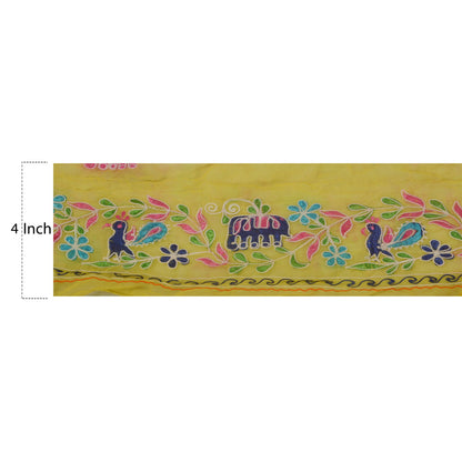 Санскрити Винтаж 1 ярд сари кайма антикварная вышитая швейная ручная работа желтое кружево