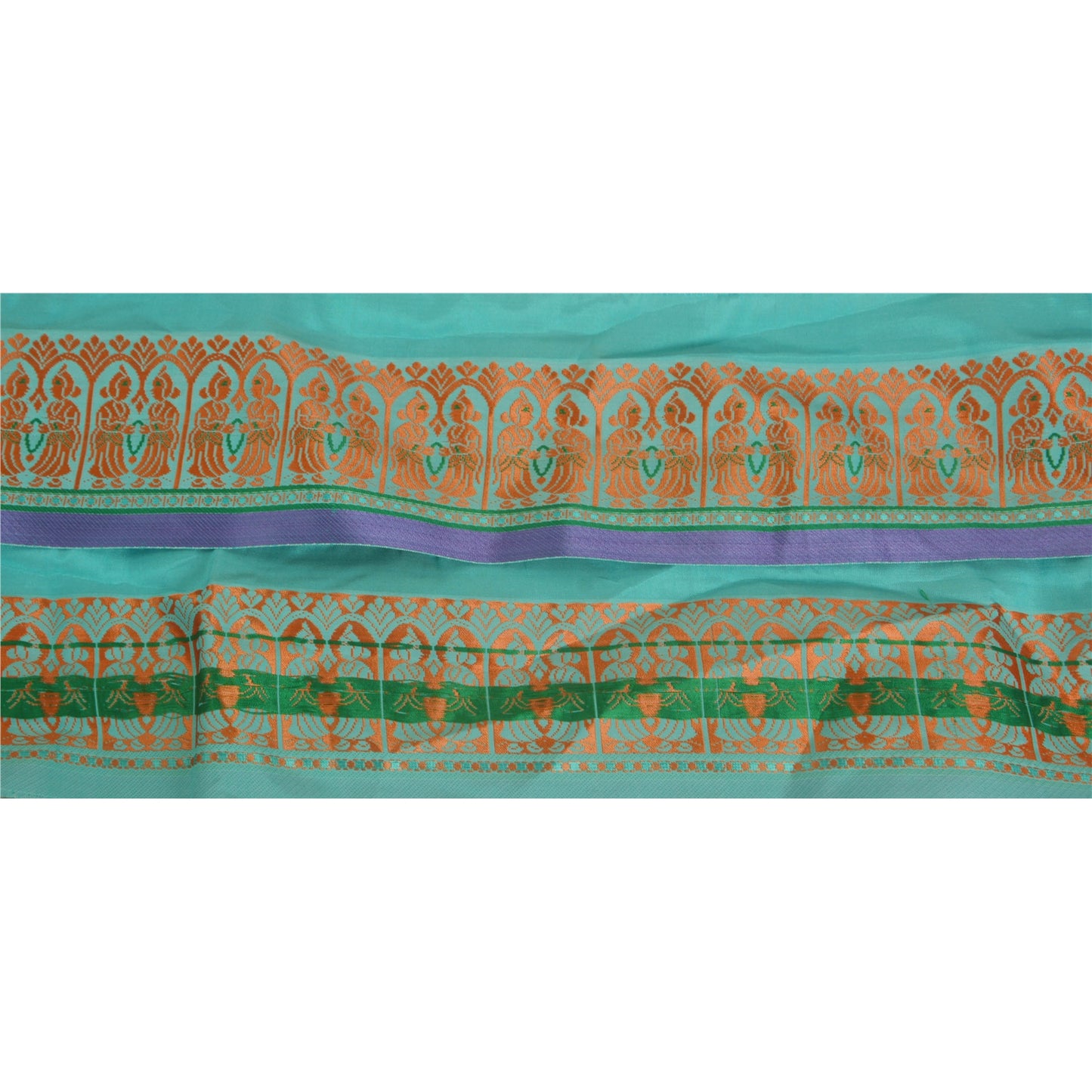 Sanskriti Vintage 1 Yd Sari Border Woven Trim Sewing Turquoise Craft Lace