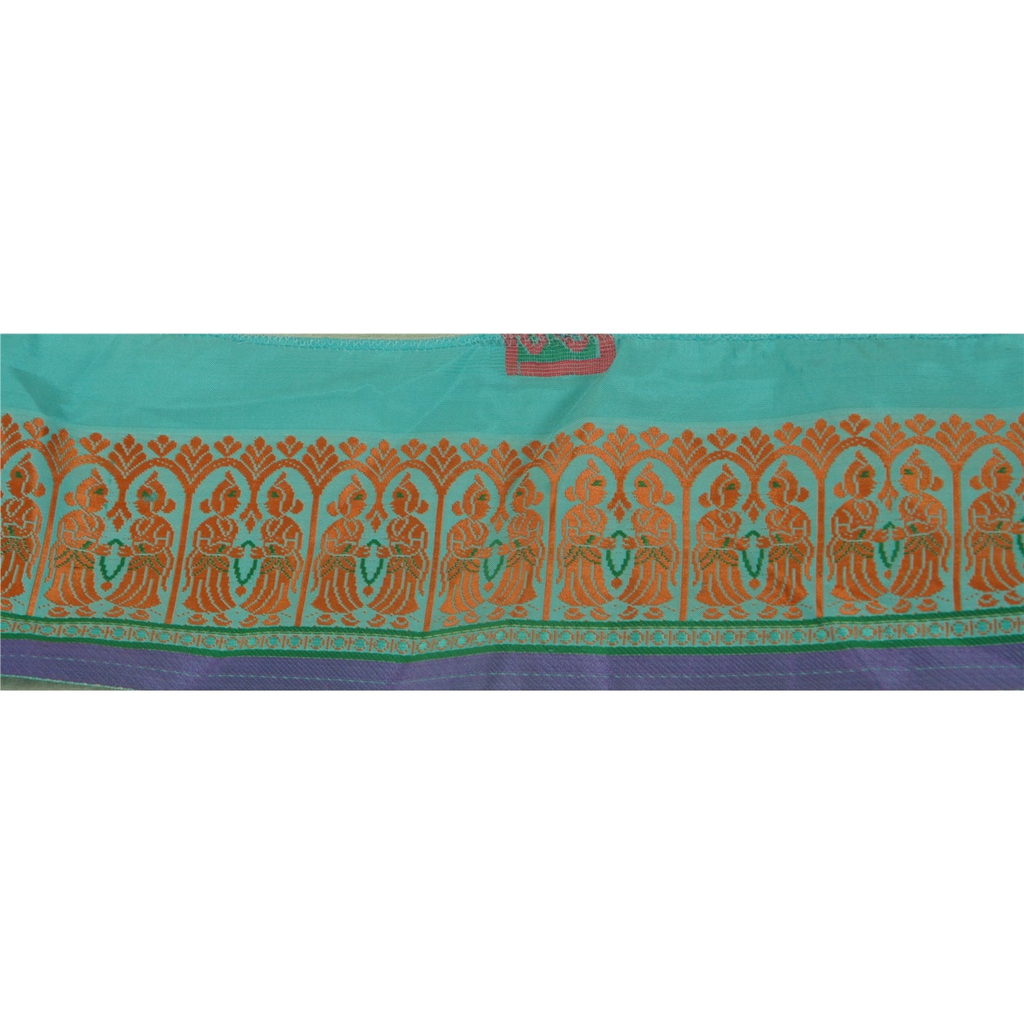 Sanskriti Vintage 1 Yd Sari Border Woven Trim Sewing Turquoise Craft Lace