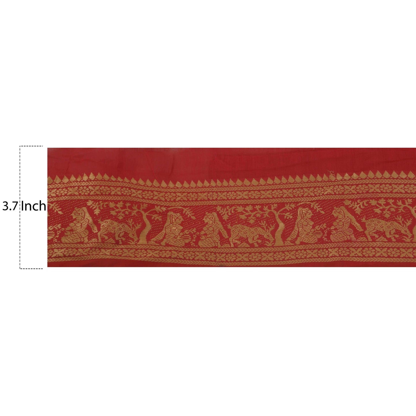 Sanskriti Vintage 1 YD Sari Border 3.7W Woven Baluchari Trim Sewing Red SilkLace