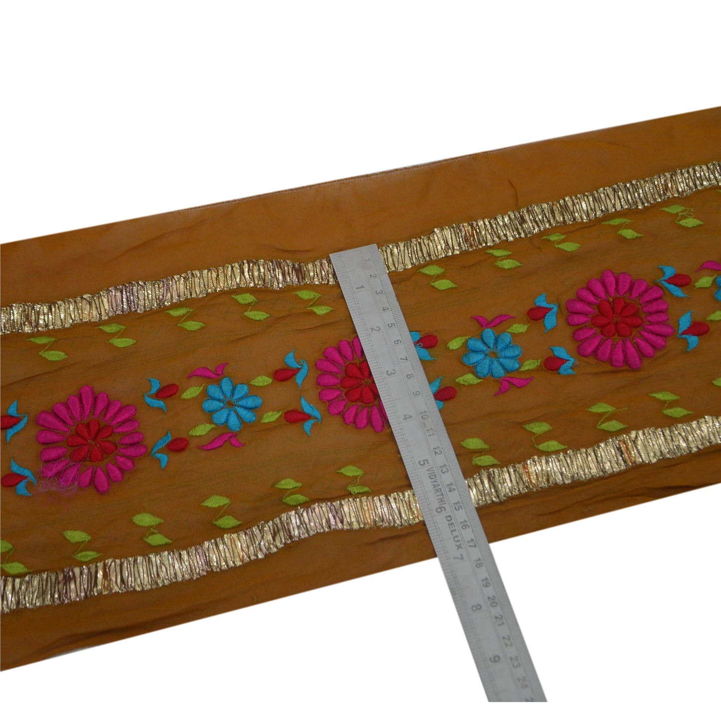 Sanskriti Vintage Sari Border Craft Green Trim Embroidered Sewing Gota 1Yd Lace