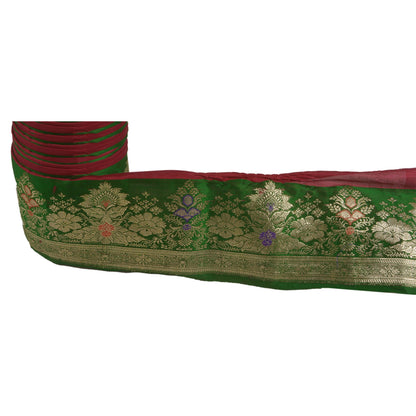 Sanskriti Vintage Green Sari Border Woven Brocade Craft Trim 1 Yard Sewing Lace