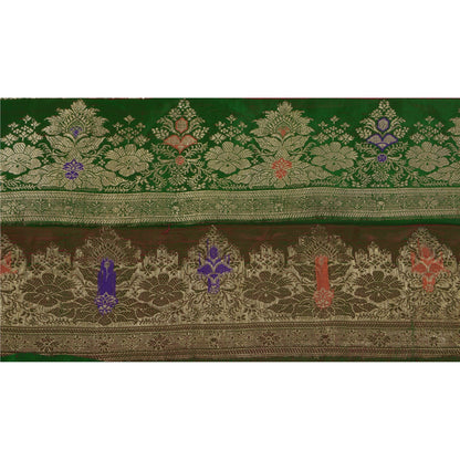Sanskriti Vintage Green Sari Border Woven Brocade Craft Trim 1 Yard Sewing Lace