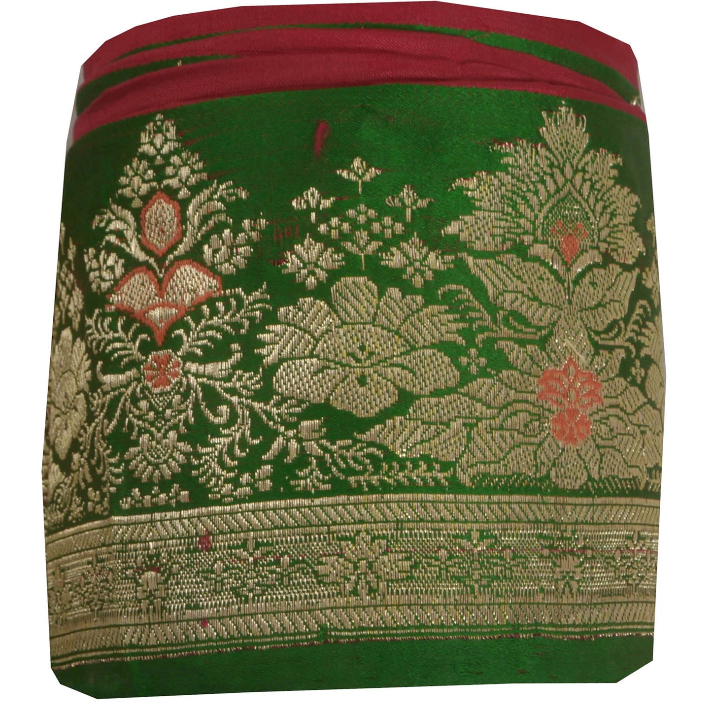 Sanskriti Vintage Green Sari Border Woven Brocade Craft Trim 1 Yard Sewing Lace