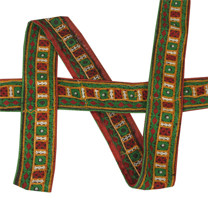 Sanskriti Vintage Sari Border Indian Craft Trim Hand Beaded Sewing 1 YARD Lace
