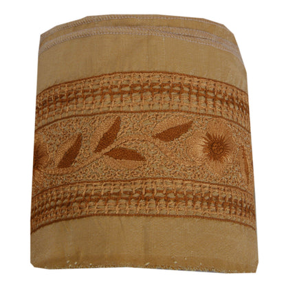 Sanskriti Vintage Sari Border Craft Brown Trim Hand Embroidered Sewing Lace 1 YD