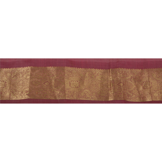 Sanskriti Vintage Pink Sari Border Woven Brocade Craft 1 Yard Trims Sewing Lace