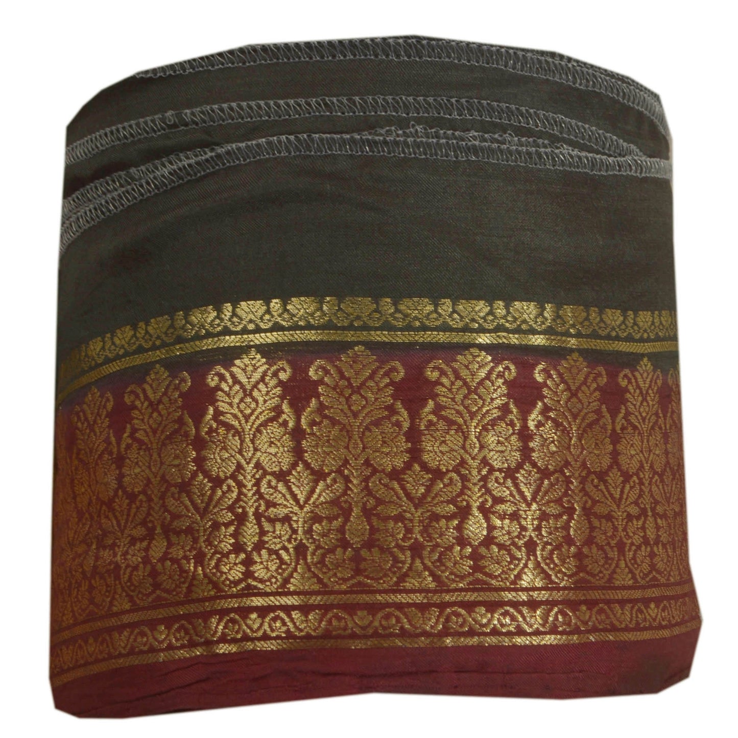 Sanskriti Vintage Dark Red Sari Border Woven Brocade 1Yd Craft Trim Sewing Lace