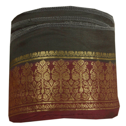 Sanskriti Vintage Dark Red Sari Border Woven Brocade 1Yd Craft Trim Sewing Lace