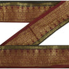 Sanskriti Vintage Dark Red Sari Border Woven Brocade 1Yd Craft Trim Sewing Lace