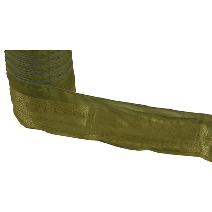 Sanskriti Vintage 1 Yd Green Sari Border Woven Brocade Indian Craft Trim Sewing Lace