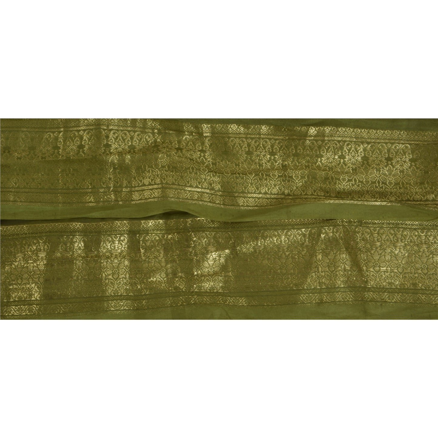 Sanskriti Vintage 1 Yd Green Sari Border Woven Brocade Indian Craft Trim Sewing Lace