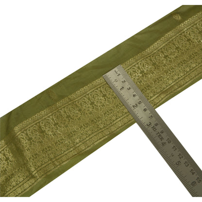 Sanskriti Vintage 1 Yd Green Sari Border Woven Brocade Indian Craft Trim Sewing Lace