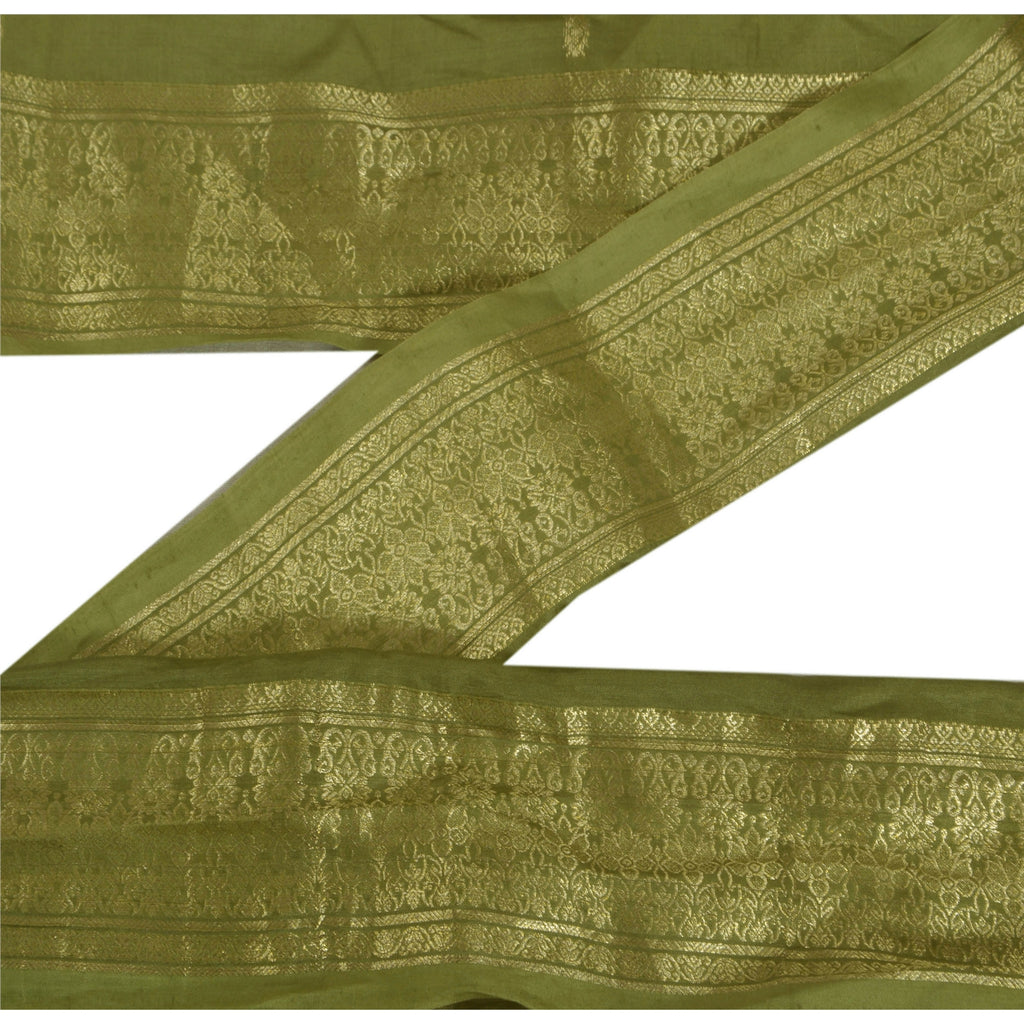 Sanskriti Vintage 1 Yd Green Sari Border Woven Brocade Indian Craft Trim Sewing Lace