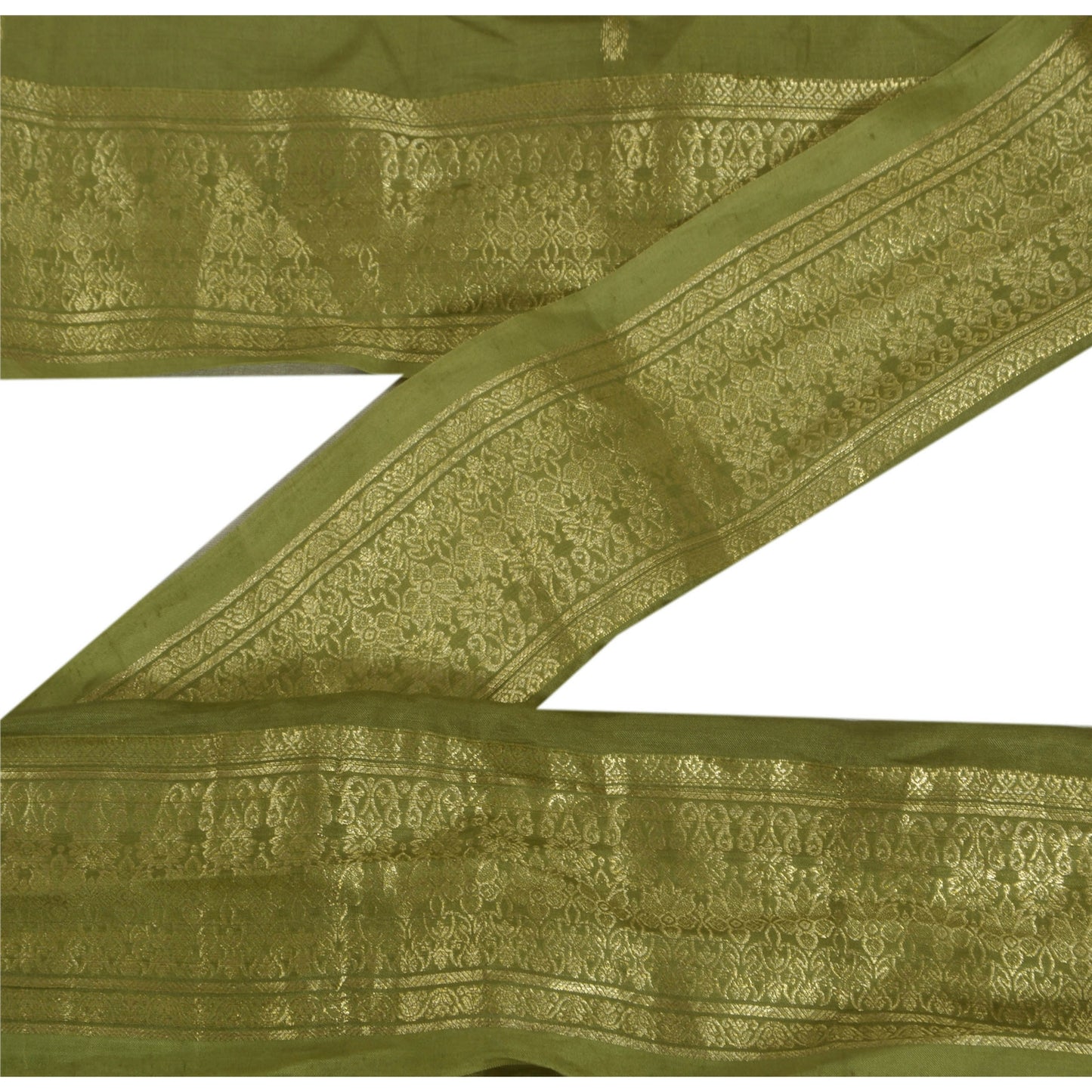 Sanskriti Vintage 1 Yd Green Sari Border Woven Brocade Indian Craft Trim Sewing Lace