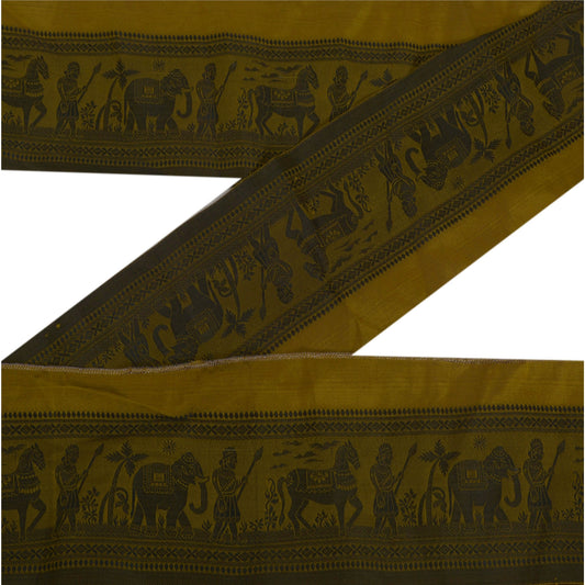 Sanskriti Vintage Green Sari Border 1 Yd Brocade 3.2W Craft Trim Sewing Lace