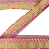Sanskriti Vintage Sari Border 1 Yard Pink Trim Embroidered Thread Mirror Lace