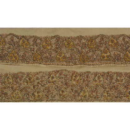 Sanskriti Vintage Sari Border Craft Cream 1Yd Trim Hand Embroidered Suzani Lace