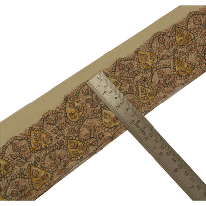 Sanskriti Vintage Sari Border Craft Cream 1Yd Trim Hand Embroidered Suzani Lace