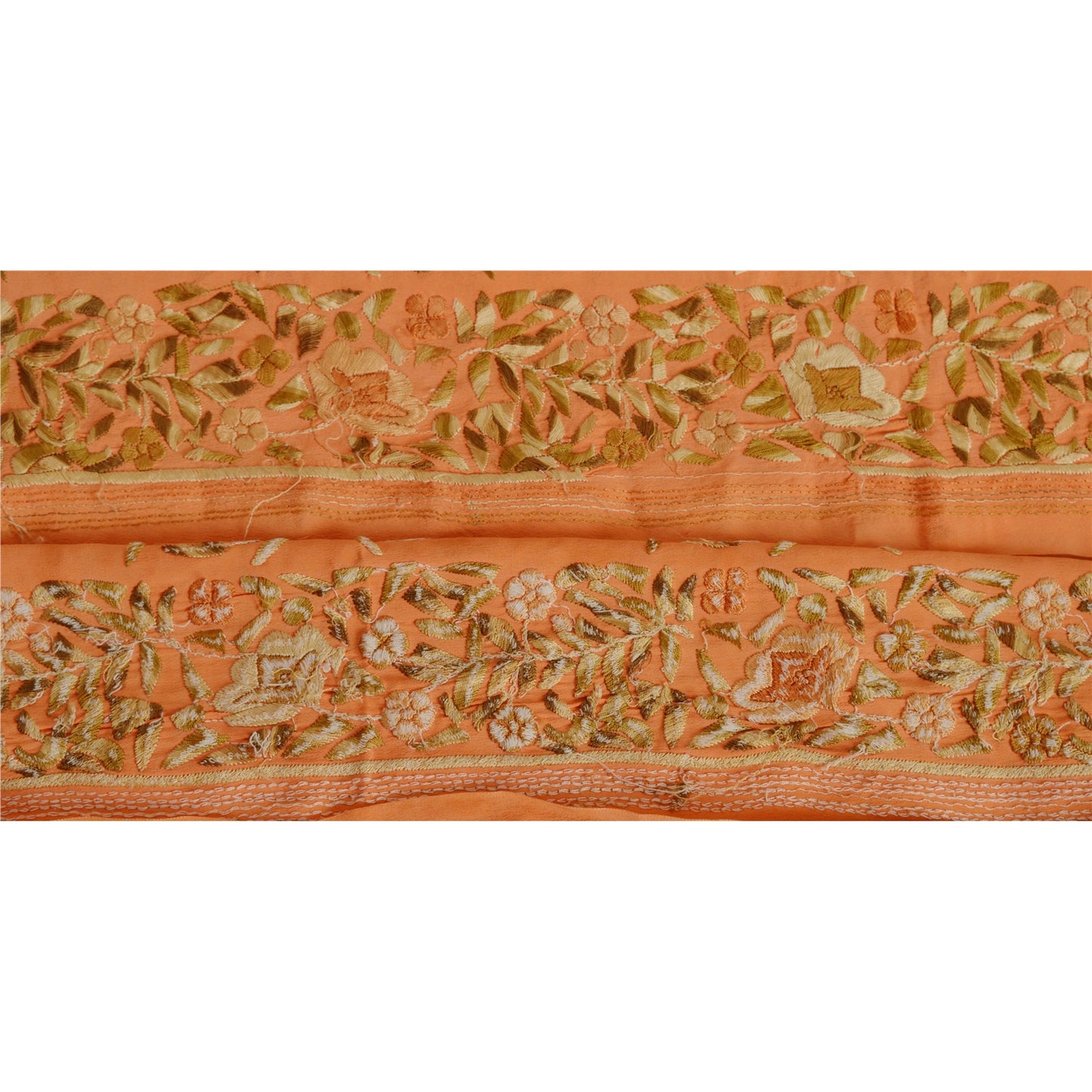 Sanskriti Vintage Parsee Sari Border Craft Pink Trims Embroidered 1 YD Lace