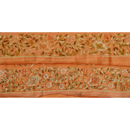 Sanskriti Vintage Parsee Sari Border Craft Pink Trims Embroidered 1 YD Lace