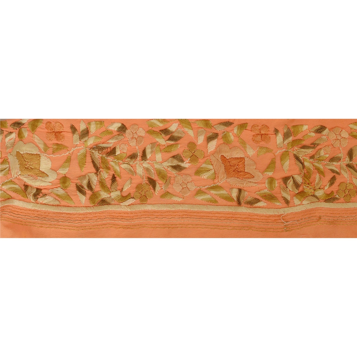 Sanskriti Vintage Parsee Sari Border Craft Pink Trims Embroidered 1 YD Lace