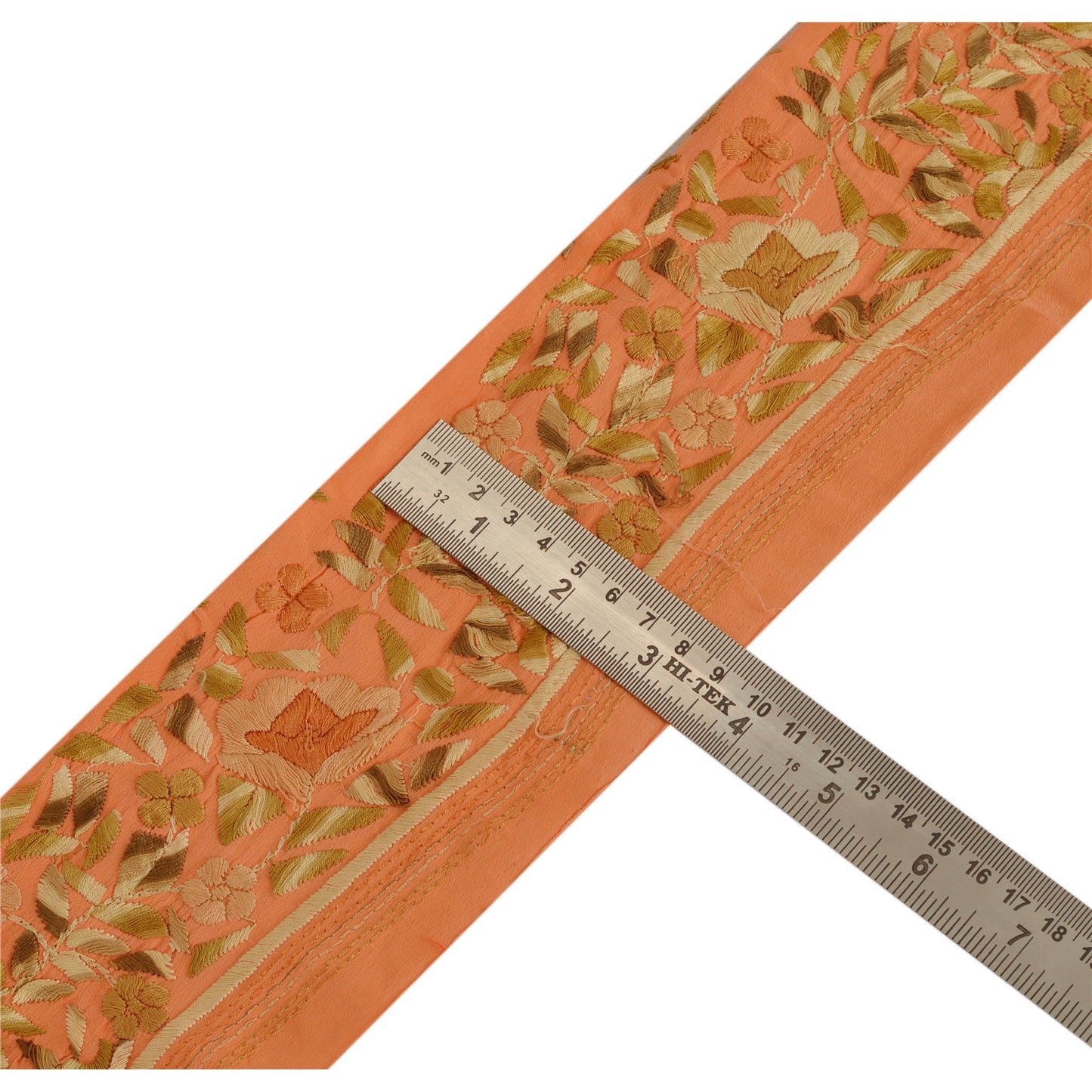 Sanskriti Vintage Parsee Sari Border Craft Pink Trims Embroidered 1 YD Lace