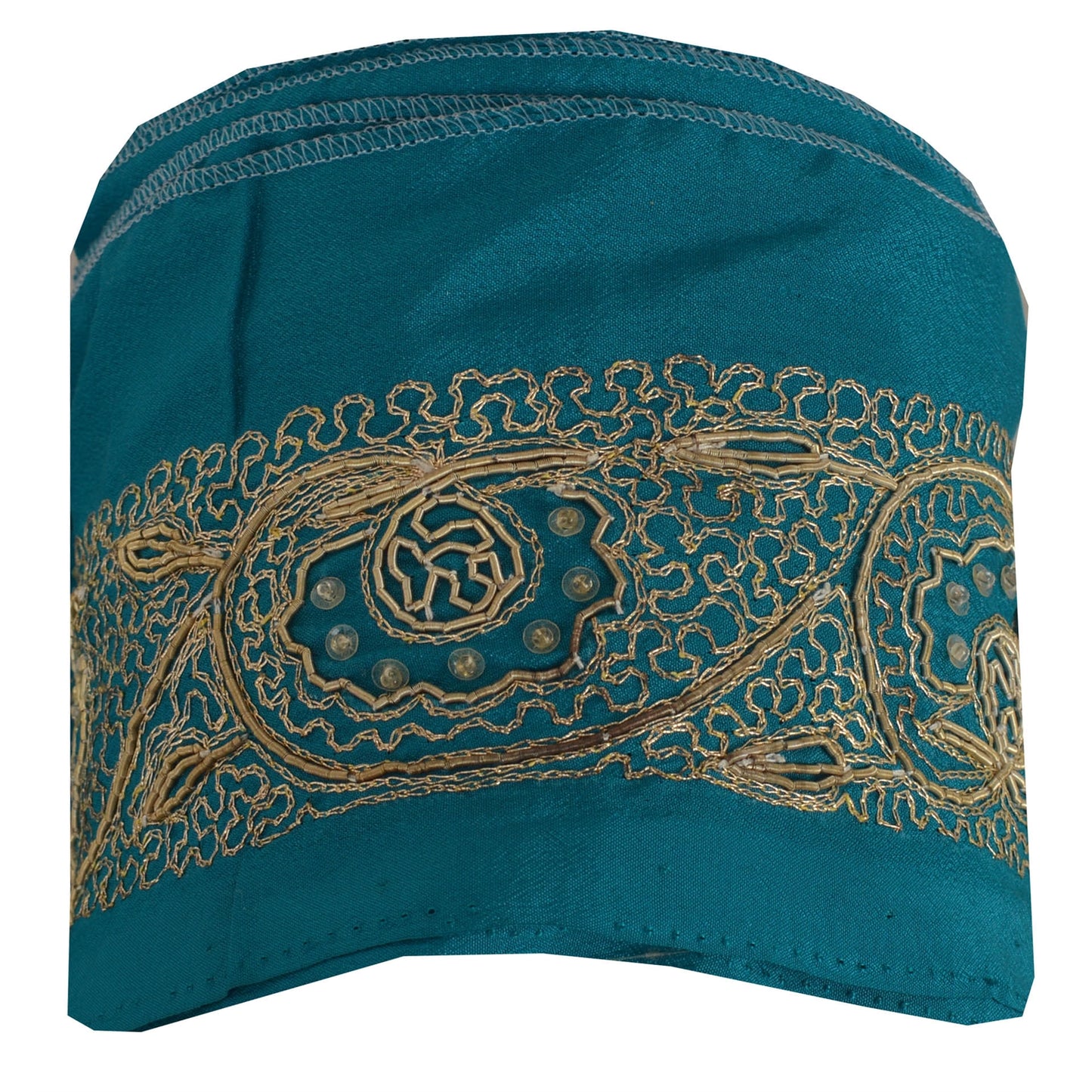 Sanskriti Vintage Green Sari Border Hand Beaded Craft 1 Yard Trim Sewing Lace