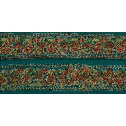 Sanskriti Vintage Sari Border Craft Green Trim Hand Embroidered Sewing 1 YD Lace