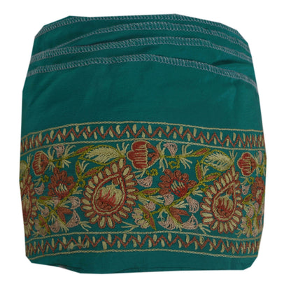 Sanskriti Vintage Sari Border Craft Green Trim Hand Embroidered Sewing 1 YD Lace