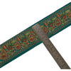 Sanskriti Vintage Sari Border Craft Green Trim Hand Embroidered Sewing 1 YD Lace