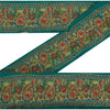 Sanskriti Vintage Sari Border Craft Green Trim Hand Embroidered Sewing 1 YD Lace