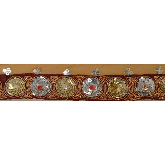 Sanskriti Vintage Sari Border 1 Yd Craft Cream Trim Hand Beaded Sewing Lace