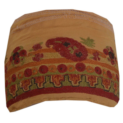 Sanskriti Vintage Cream Sari Border Embroidered Indian Craft Trim 1 YD Deco Lace