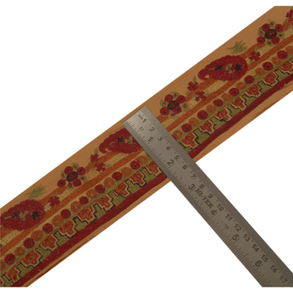 Sanskriti Vintage Cream Sari Border Embroidered Indian Craft Trim 1 YD Deco Lace