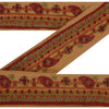 Sanskriti Vintage Cream Sari Border Embroidered Indian Craft Trim 1 YD Deco Lace