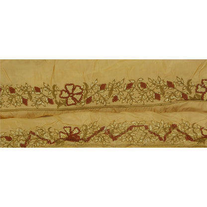 Sanskriti Vintage Sari Border Craft Cream Trim Hand Embroidered Sewing 1 YD Lace