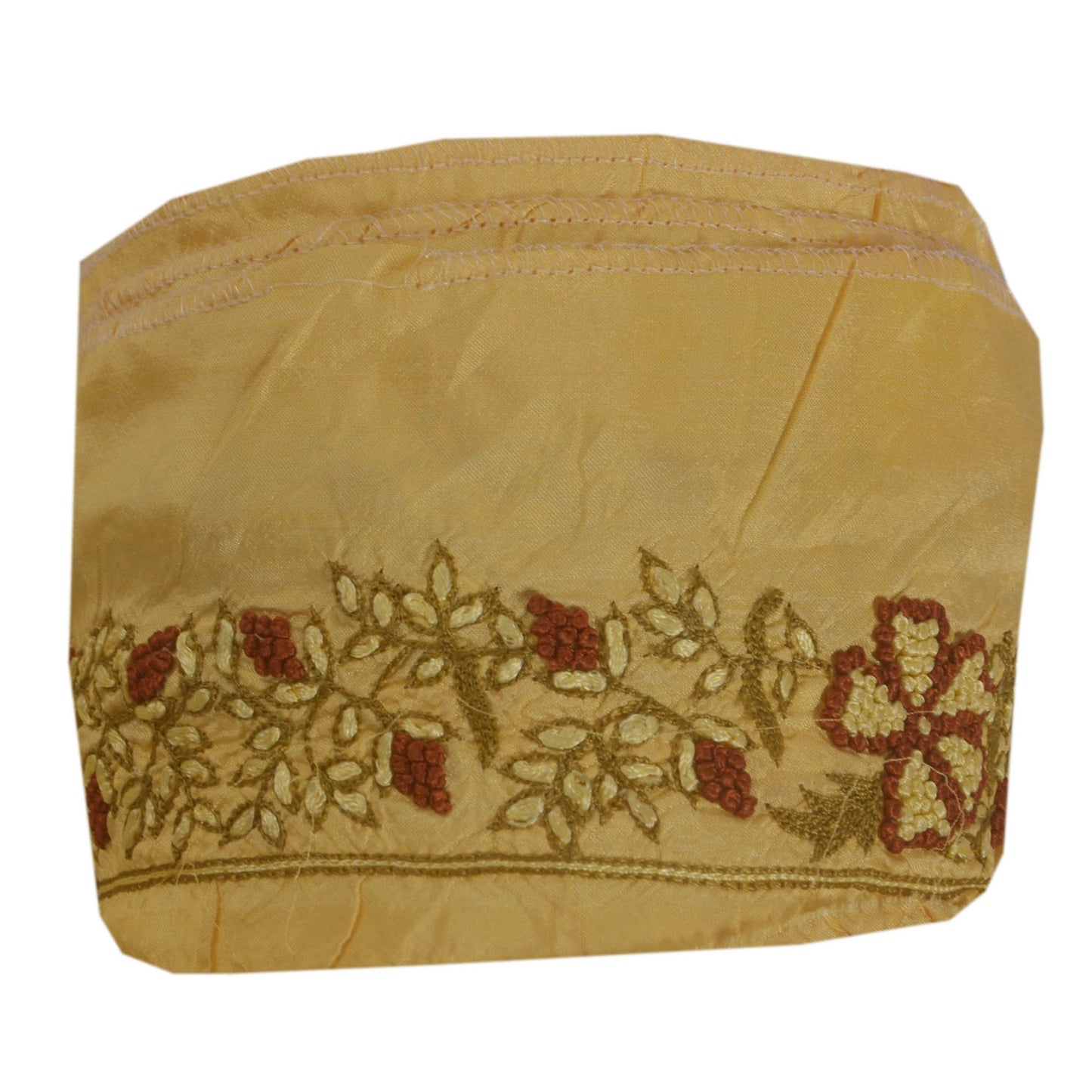 Sanskriti Vintage Sari Border Craft Cream Trim Hand Embroidered Sewing 1 YD Lace