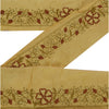 Sanskriti Vintage Sari Border Craft Cream Trim Hand Embroidered Sewing 1 YD Lace