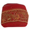 Sanskriti Vintage Sari Border Craft Red Trim Hand Embroidered 1 Yd Zardozi Lace