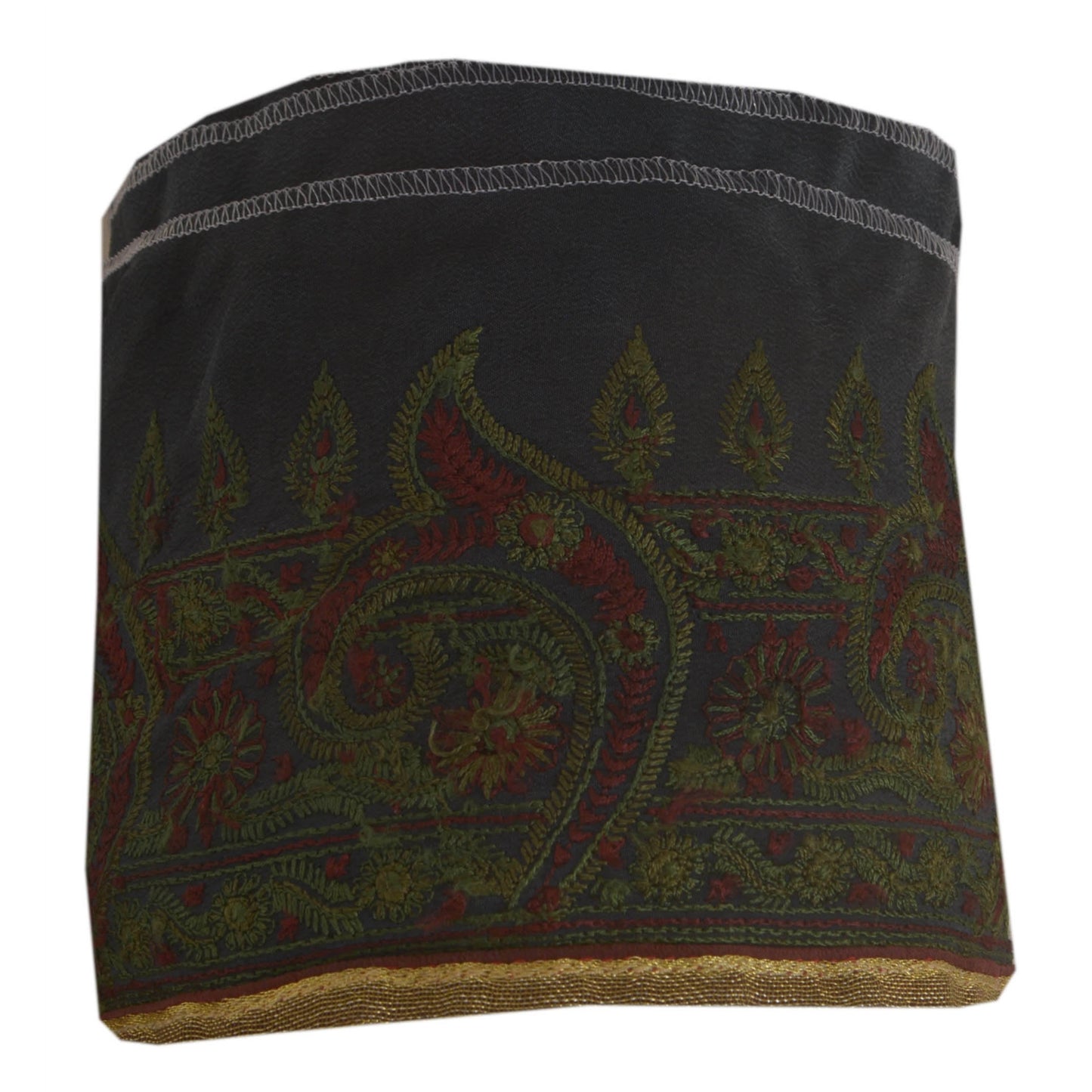 Sanskriti Vintage Sari Border Craft Blue Trim Embroidered 1 Yd Sewing Lace